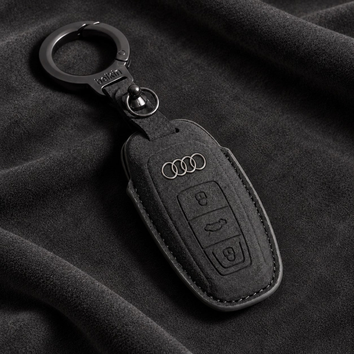 Valenci Keys Audi suede key cover — Type C, Black