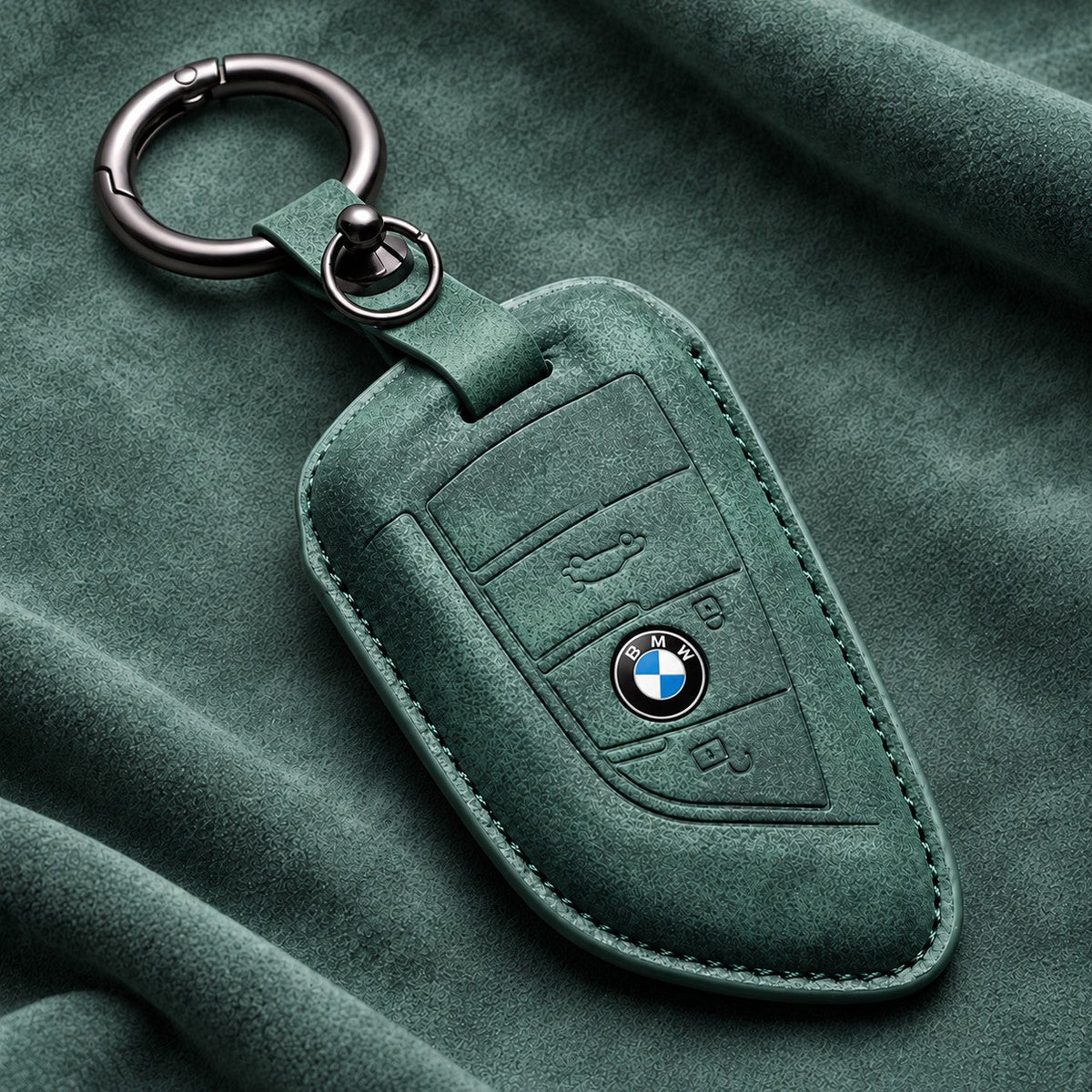 Valenci Keys BMW suede key cover — Type A, Olive Green
