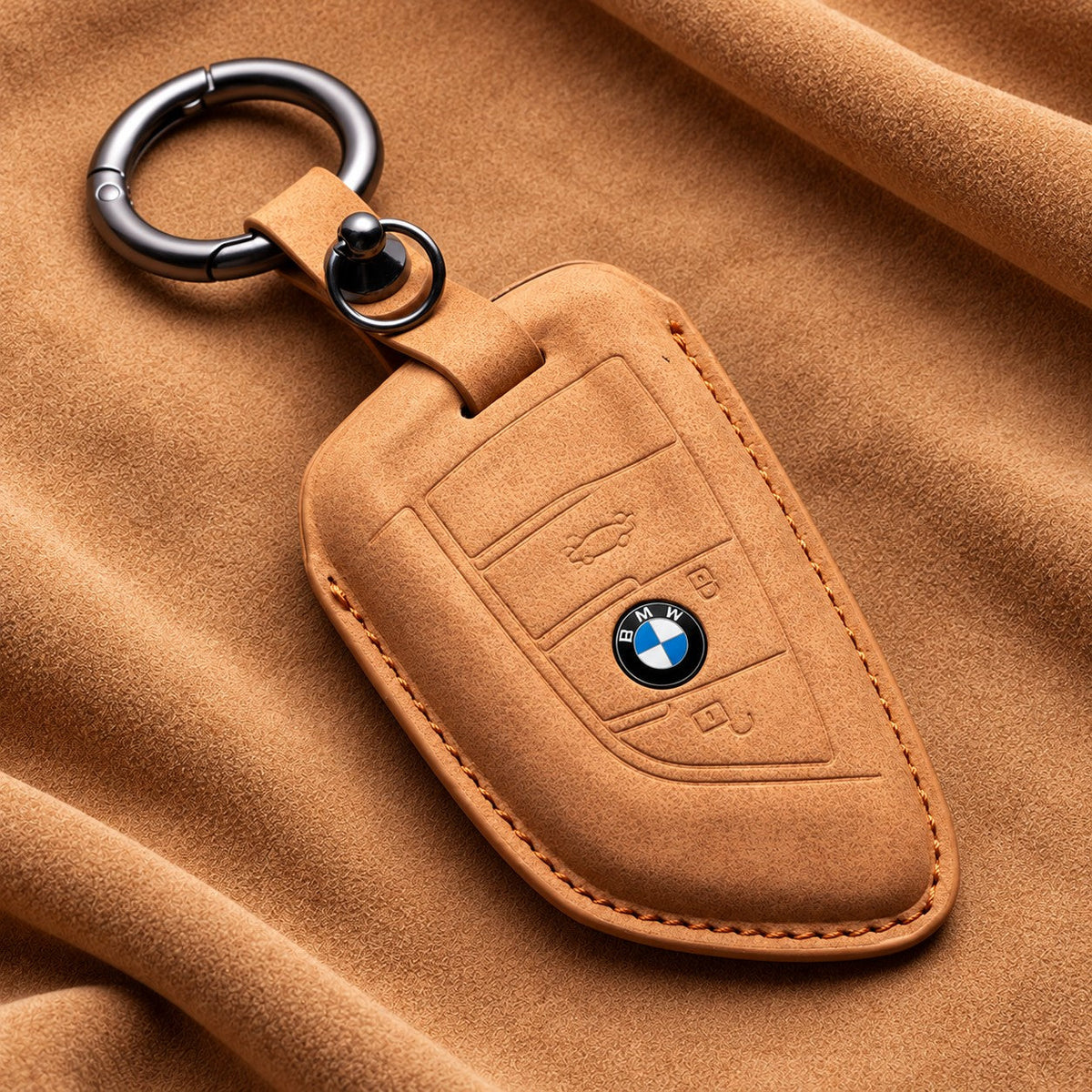Valenci Keys BMW suede key cover — Type A, Tan