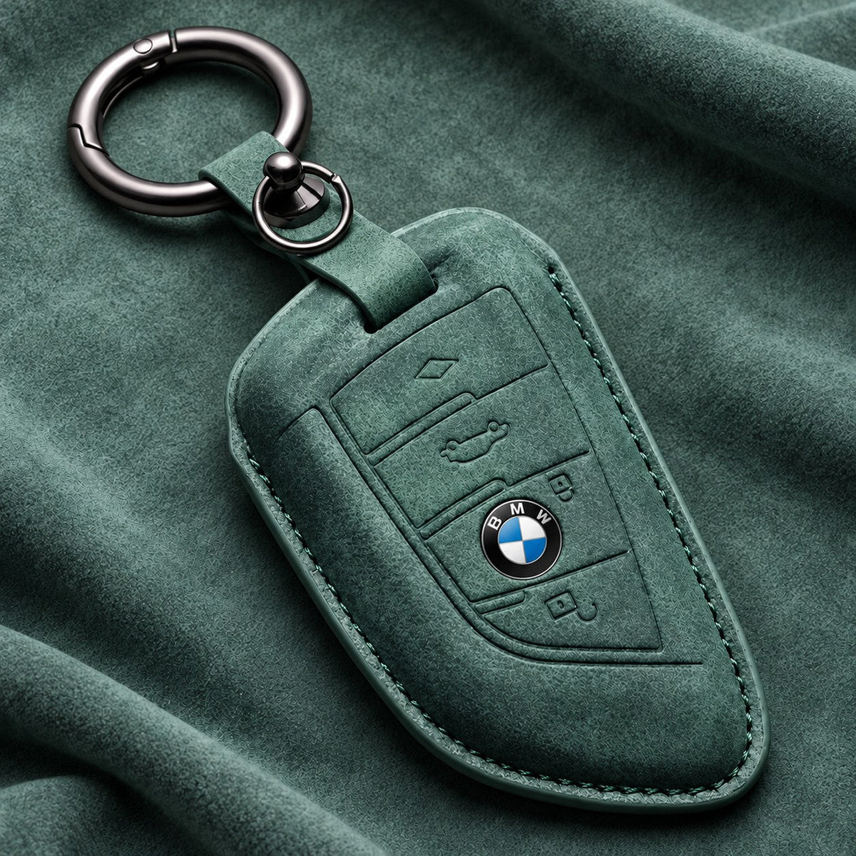 Valenci Keys BMW suede key cover — Type B, Olive Green