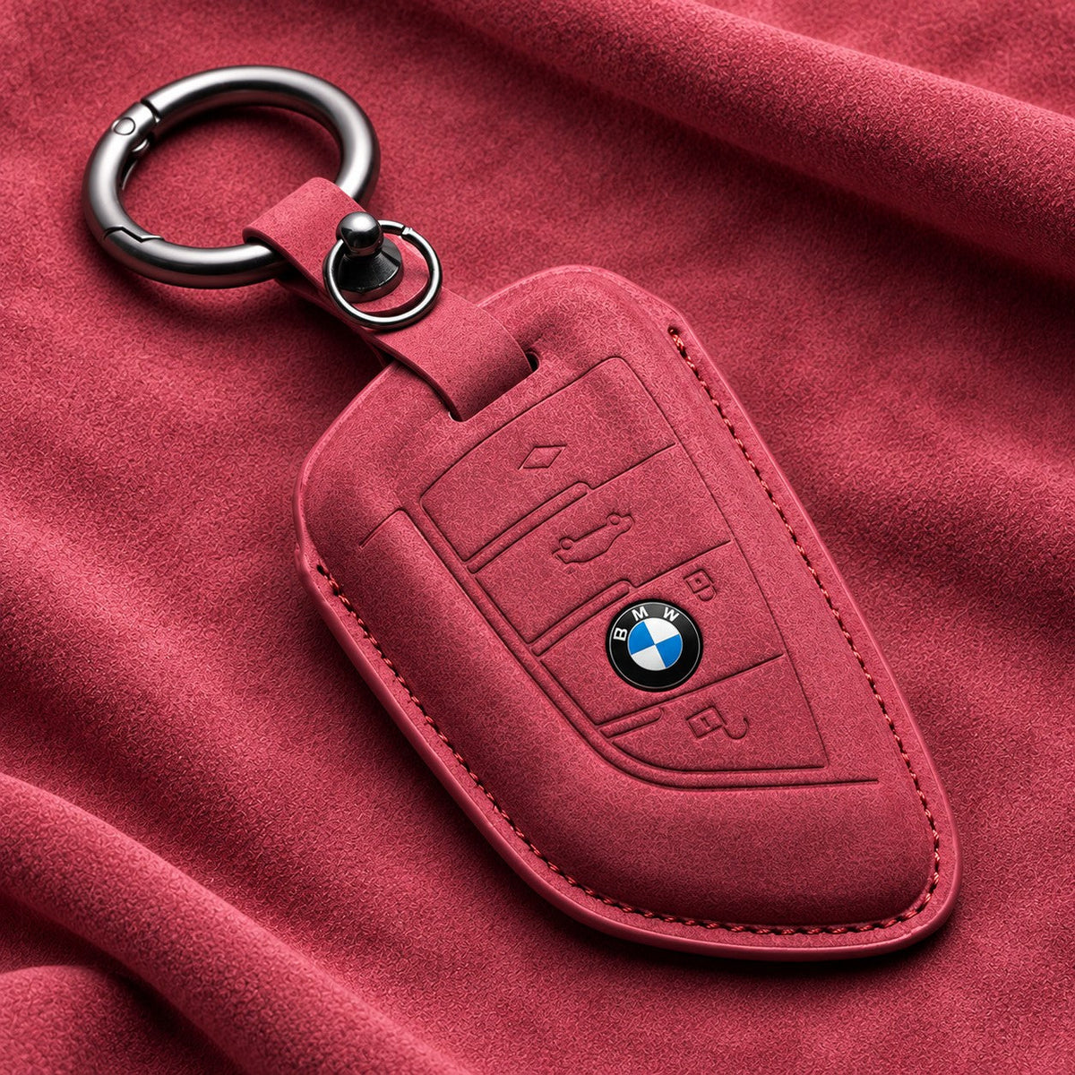 Valenci Keys BMW suede key cover — Type B, Volcanic Red