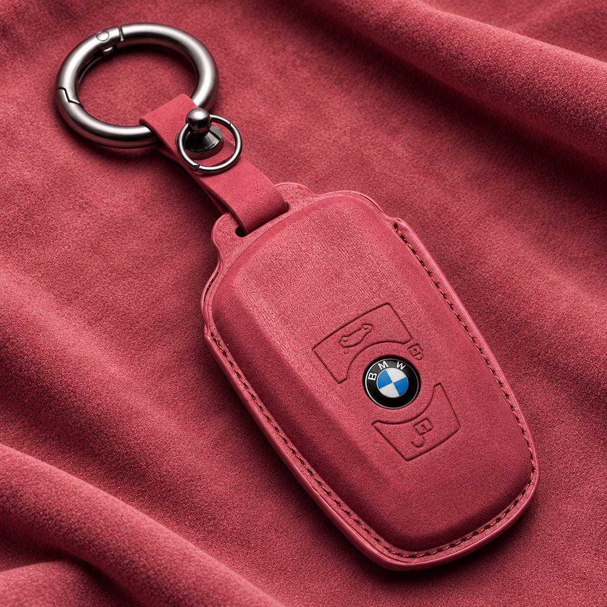 Valenci Keys BMW suede key cover — Type C, Volcanic Red
