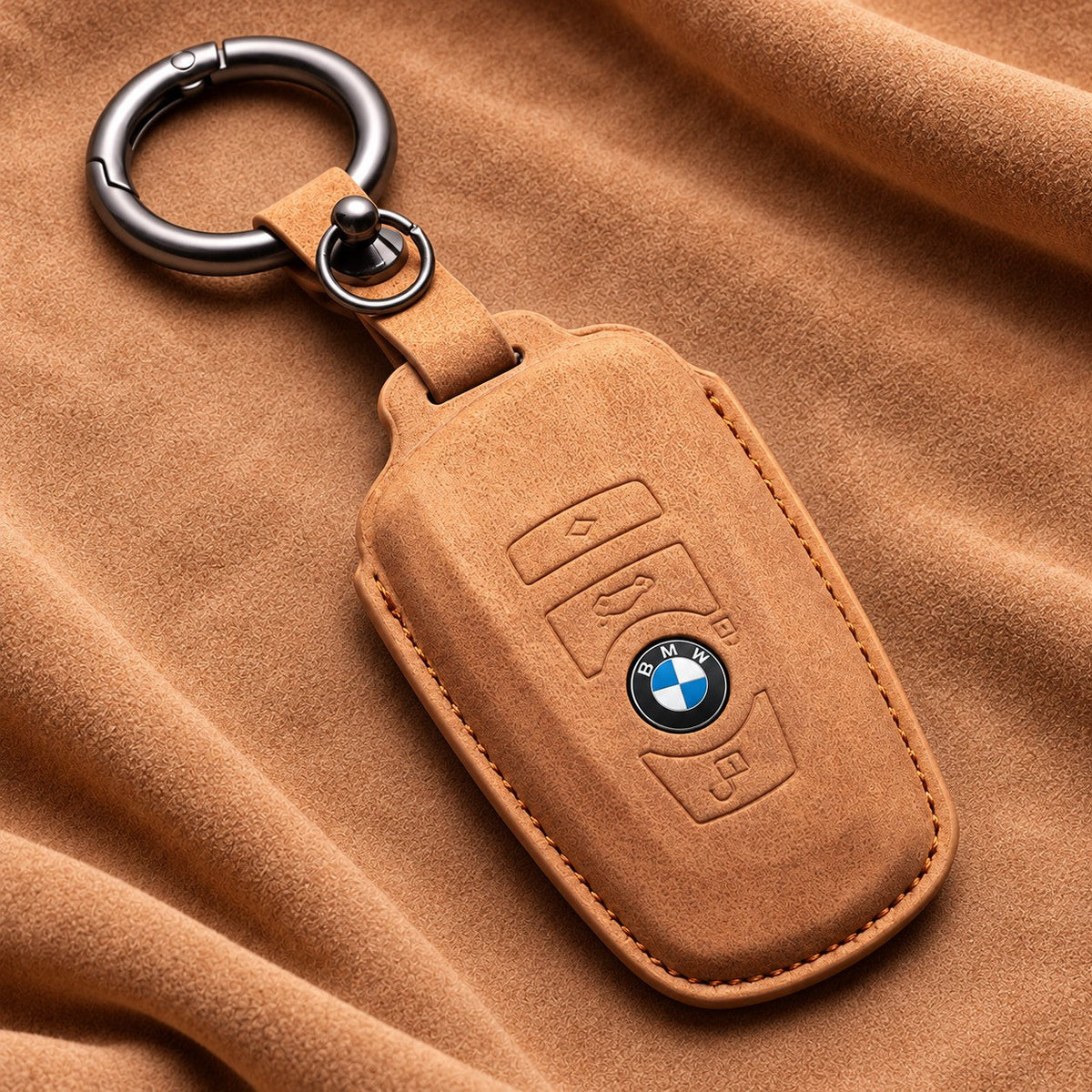 Valenci Keys BMW suede key cover — Type D, Tan