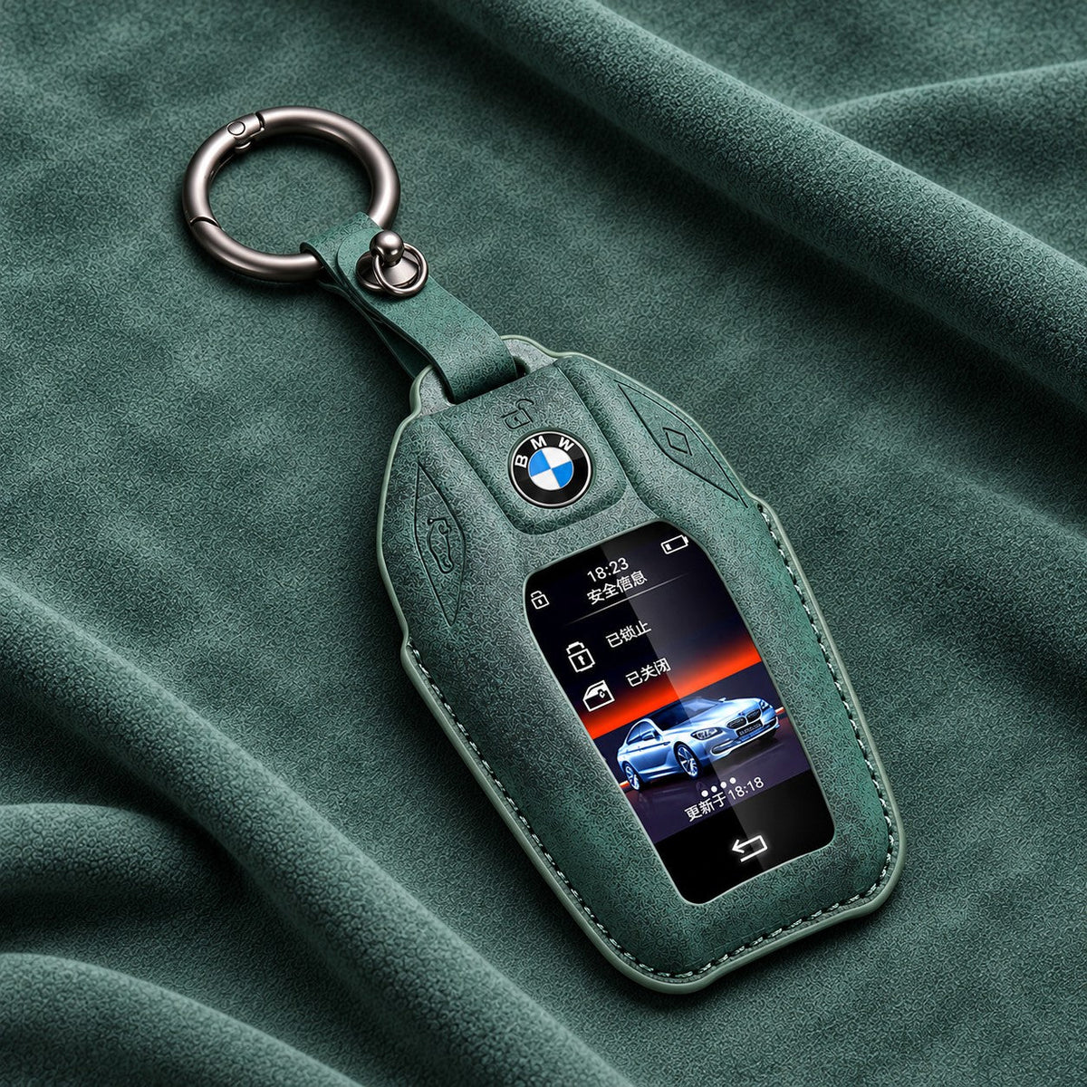 Valenci Keys BMW suede key cover — Type F, Olive Green