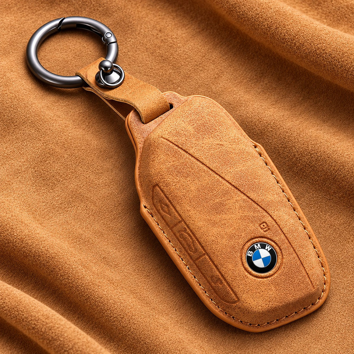 Valenci Keys BMW suede key cover — Type G, Tan