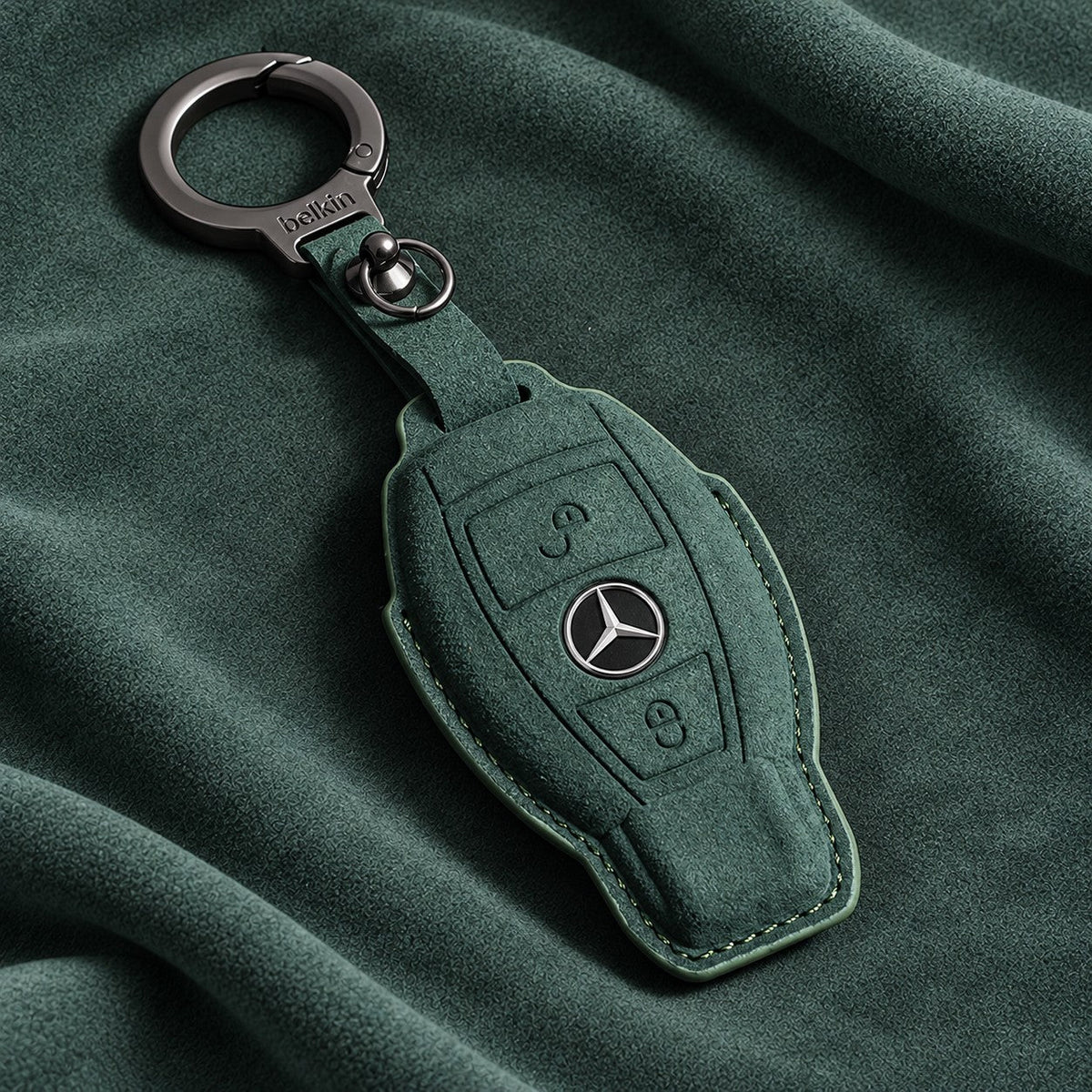 Valenci Keys Mercedes-Benz suede key cover — Type A, Green