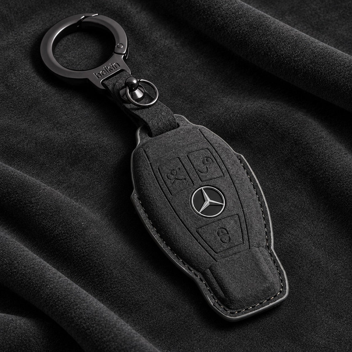 Valenci Keys Mercedes-Benz suede key cover — Type B, Black