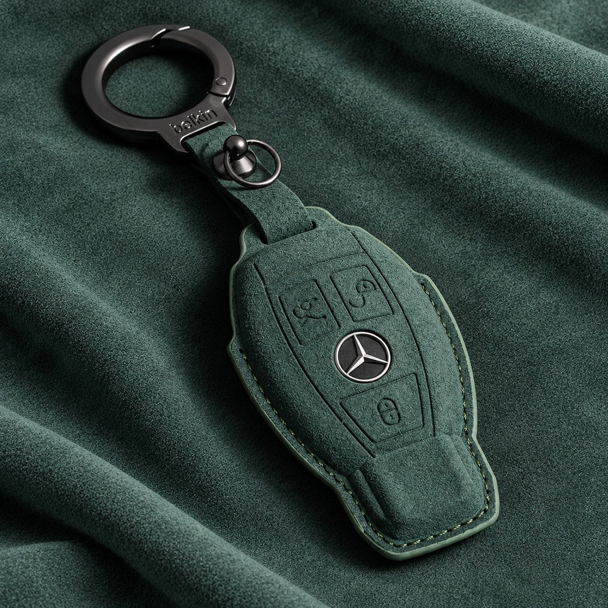 Valenci Keys Mercedes-Benz suede key cover — Type B, Green