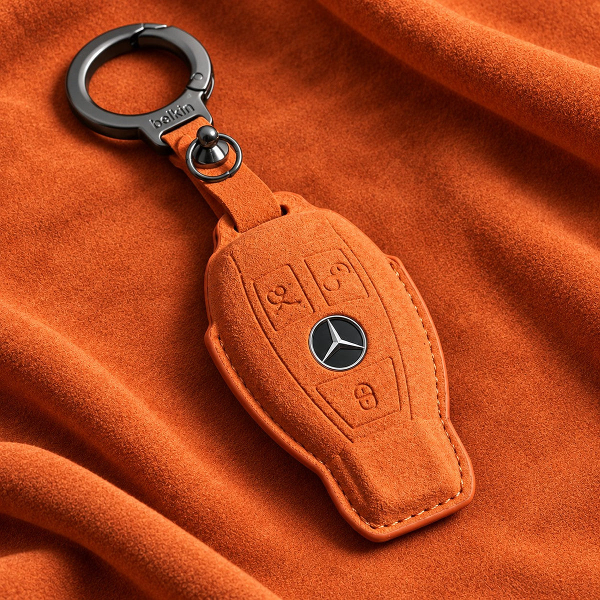 Valenci Keys Mercedes-Benz suede key cover — Type B, Orange