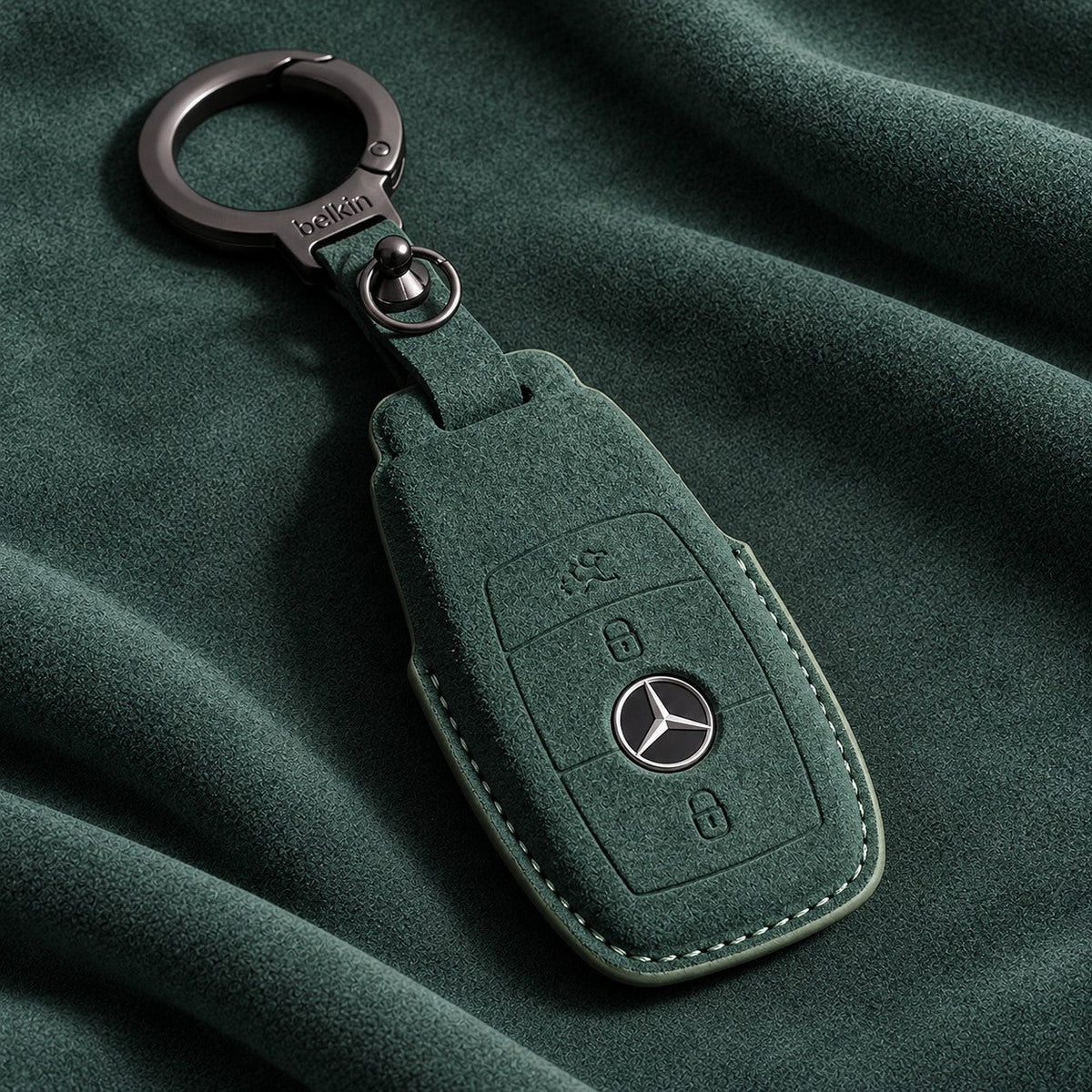 Valenci Keys Mercedes-Benz suede key cover — Type C, Green