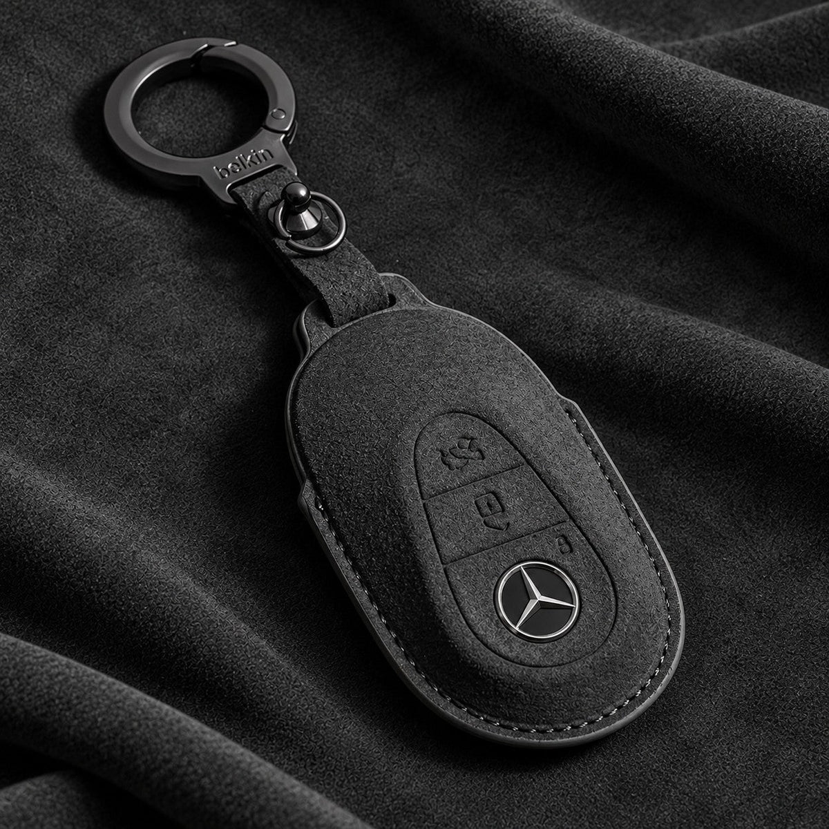 Valenci Keys Mercedes-Benz suede key cover — Type F, Black
