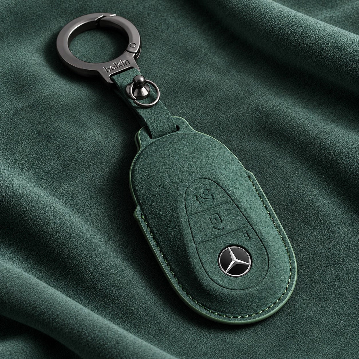 Valenci Keys Mercedes-Benz suede key cover — Type F, Green