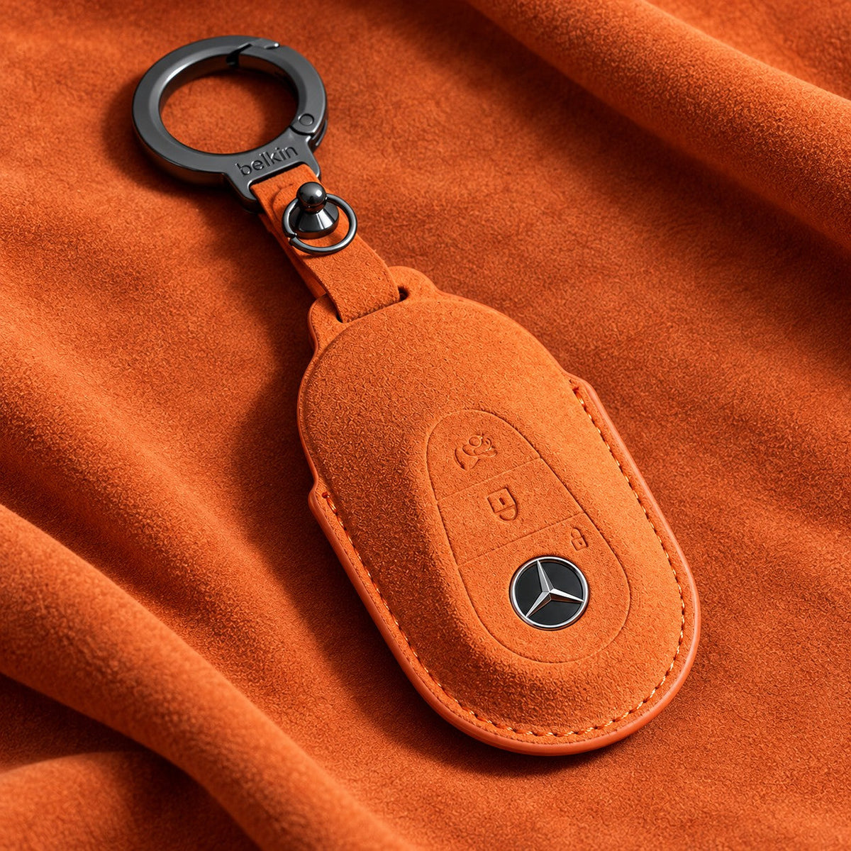 Valenci Keys Mercedes-Benz suede key cover — Type F, Orange