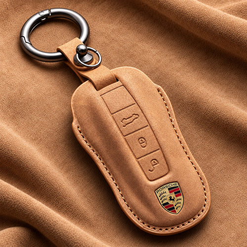 Valenci Keys Porsche suede key cover — Type A, Tan