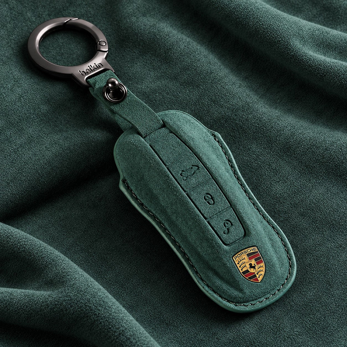 Valenci Keys Porsche suede key cover — Type A, Green