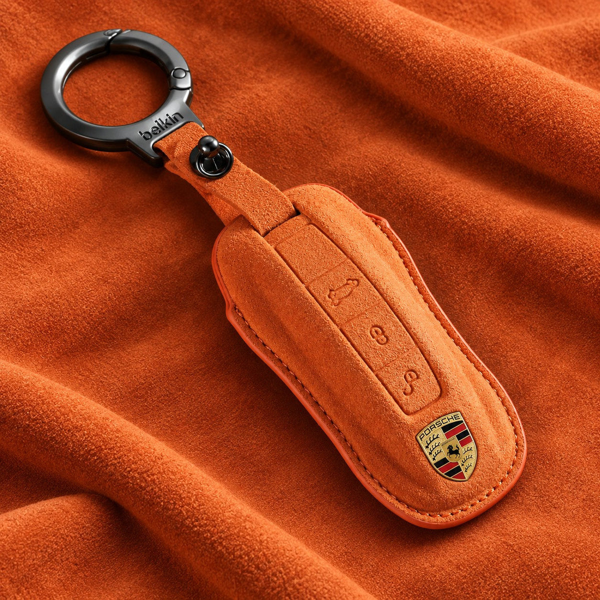 Valenci Keys Porsche suede key cover — Type A, Orange